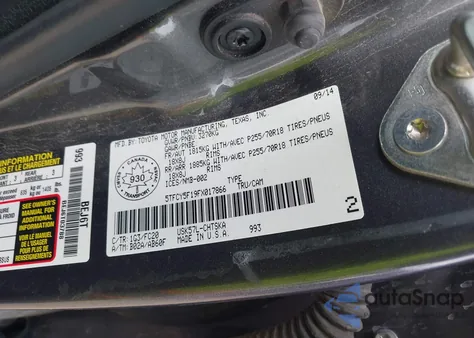 2015 Toyota Tundra Sr5 5.7L V8 from USA, damaged, VIN 5TFCY5F19FX017866